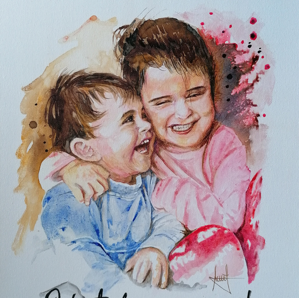 RETRATO - Técnica aguarela s/ tela